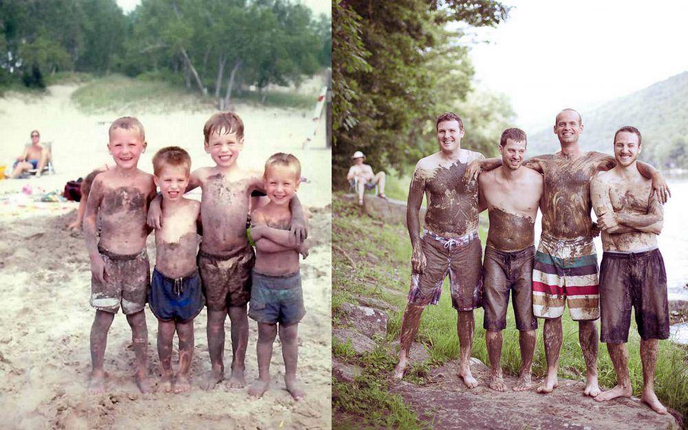 potret sahabat dari kecil membuat ulang foto lama (reddit.com/user/MisterOn)