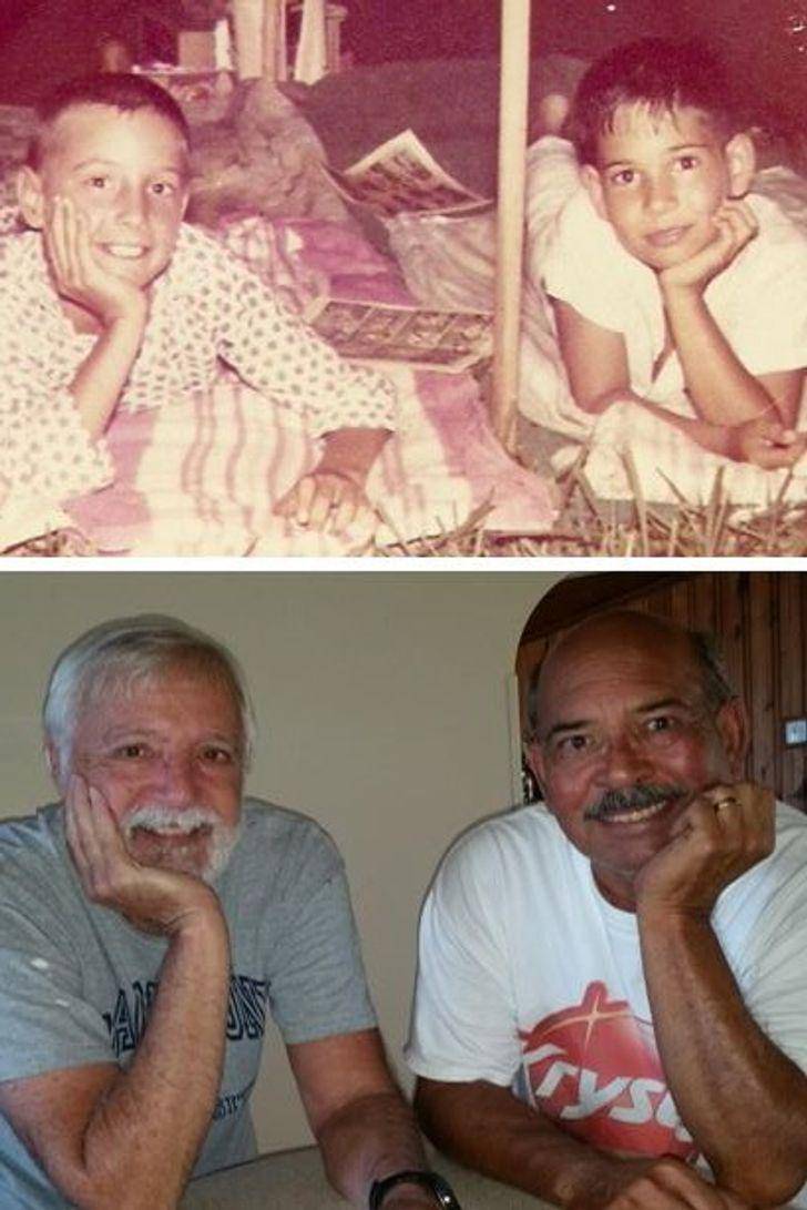 potret sahabat dari kecil membuat ulang foto lama (imgur.com/user/Jkmiller20148)