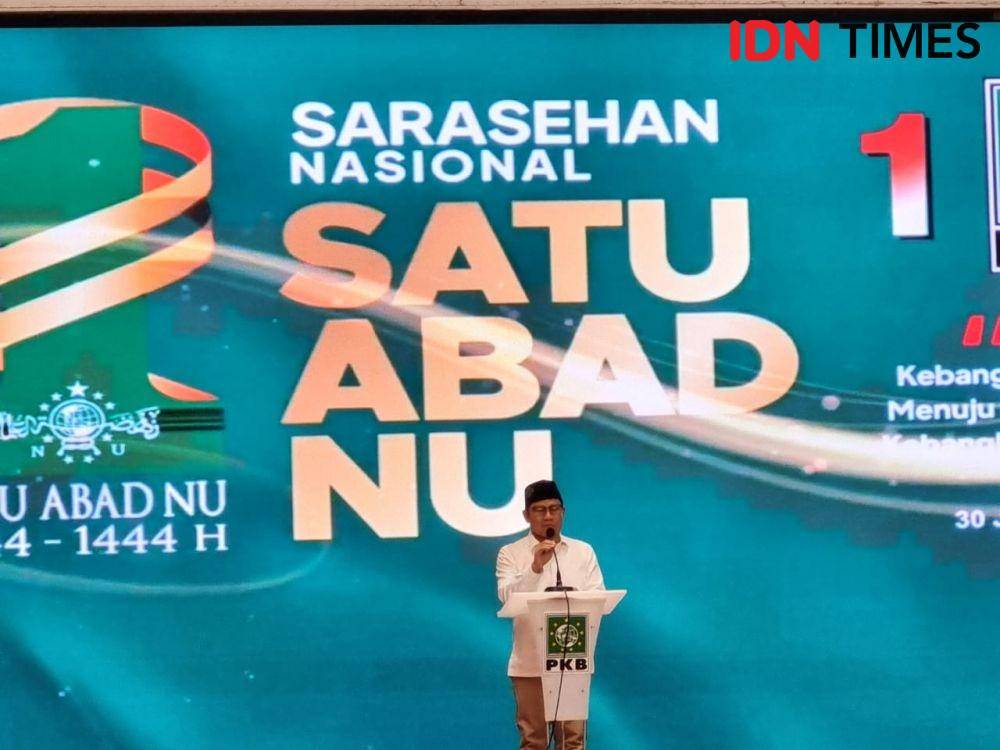 Ketua Umum PKB, Muhaimin Iskandar atau Cak Imin dalam Sarasehan Nasional Satu Abad NU di Jakarta, Senin (30/1/2023) (IDN Times/Ilman)