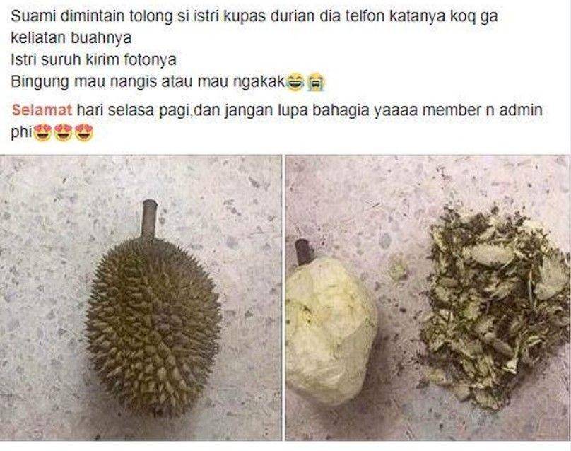 apes saat belah durian (instagram.com/memecomic.id)