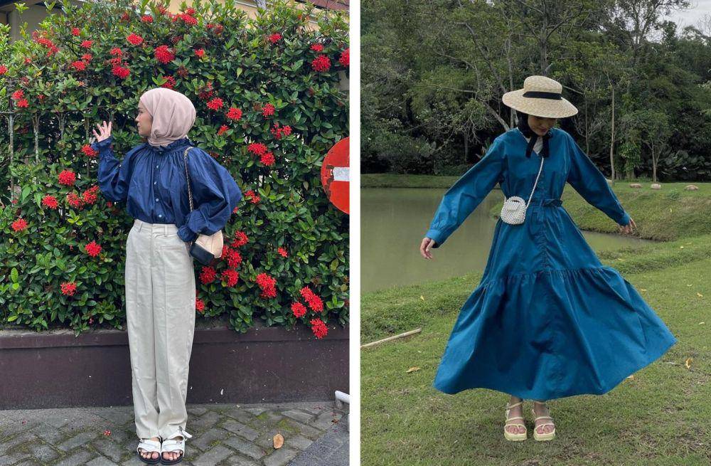 inspirasi outfit warna biru denim (instagram.com/yurezalina | instagram.com/yurezalina)