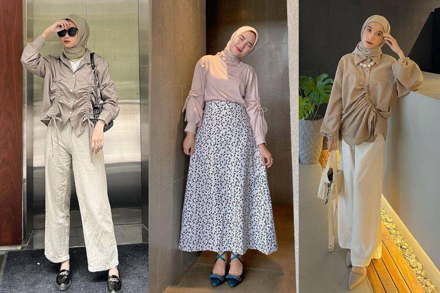 Gaya kondangan dengan drawstring top (instagram.com/khusyala | instagram.com/intanghazll_ | instagram.com/cutindahsundari)