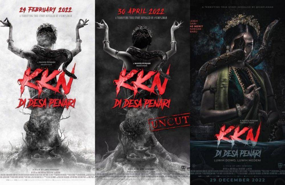 kolase dari tiga versi poster film KKN di Desa Penari (dok. MD Pictures/KKN di Desa Penari)