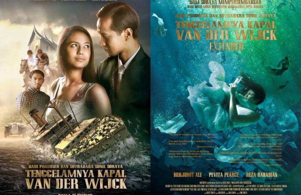 kolase poster dari dua versi film Tenggelamnya Kapal Van der Wijck (dok. Soraya Intercine Films/Tenggelamnya Kapal Van der Wijcki)