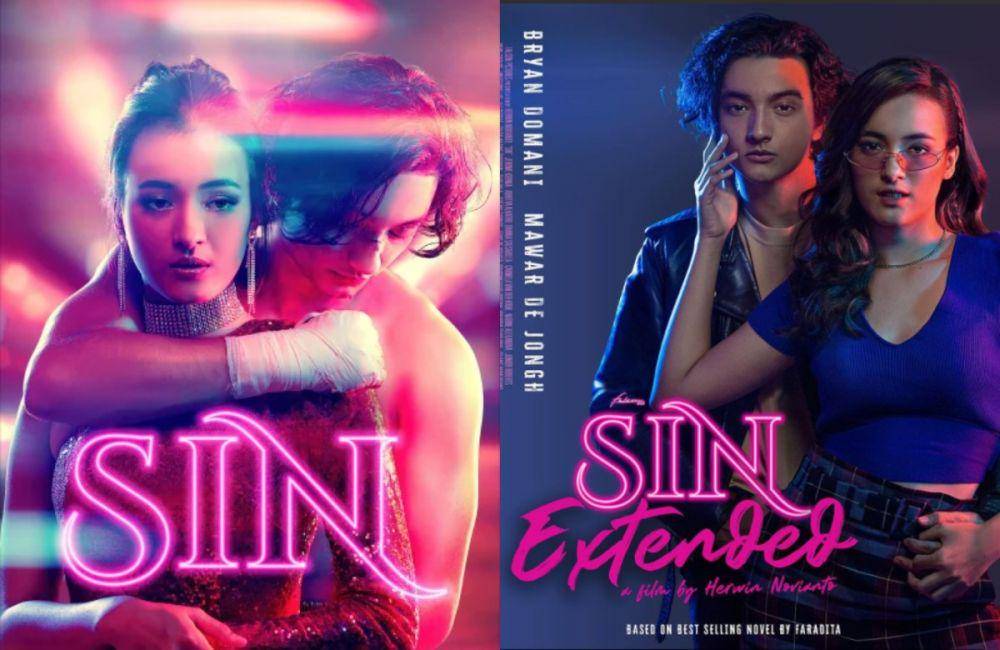 kolase poster dari dua versi film Sin (dok. Falcon Pictures/Sin)