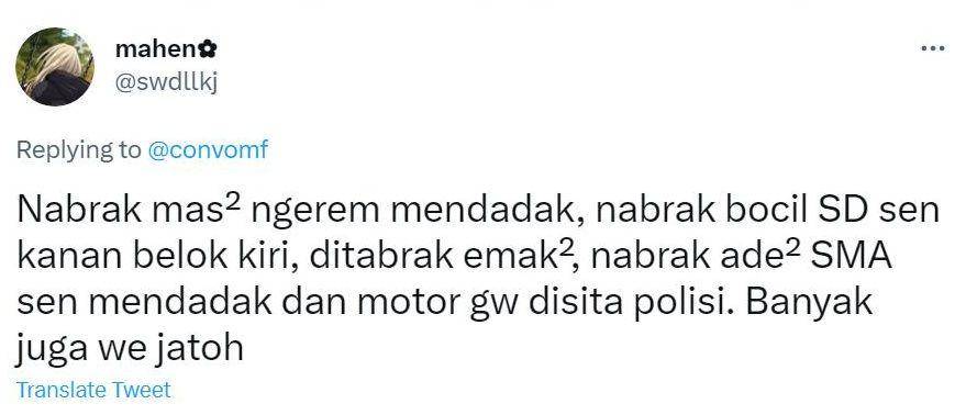 curhatan jatuh dari motor (twitter.com/convomfs)