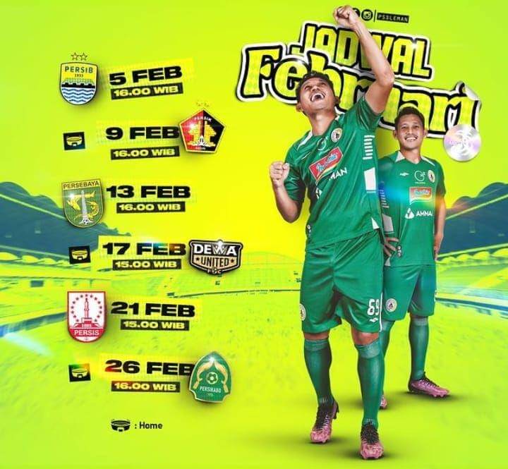 PSS Sleman akan melakoni sebanyak enam pertandingan selama bulan Februari 2023. (Instagram/pssleman)