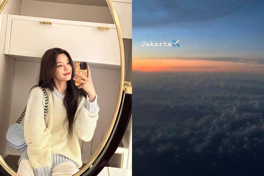 Yeji di pesawat menuju ke Jakarta. (instagram.com/itzy.all.in.us)