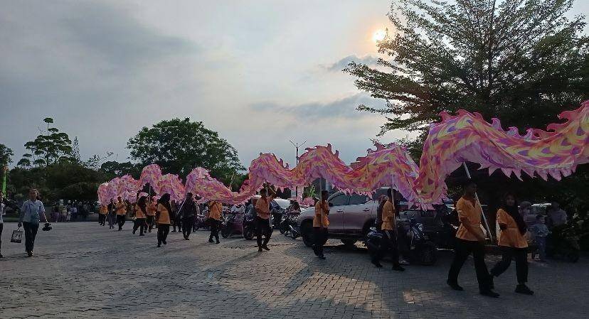 Suasana atraksi liong di Vihara Maitreya Medan (Dok. Istimewa)