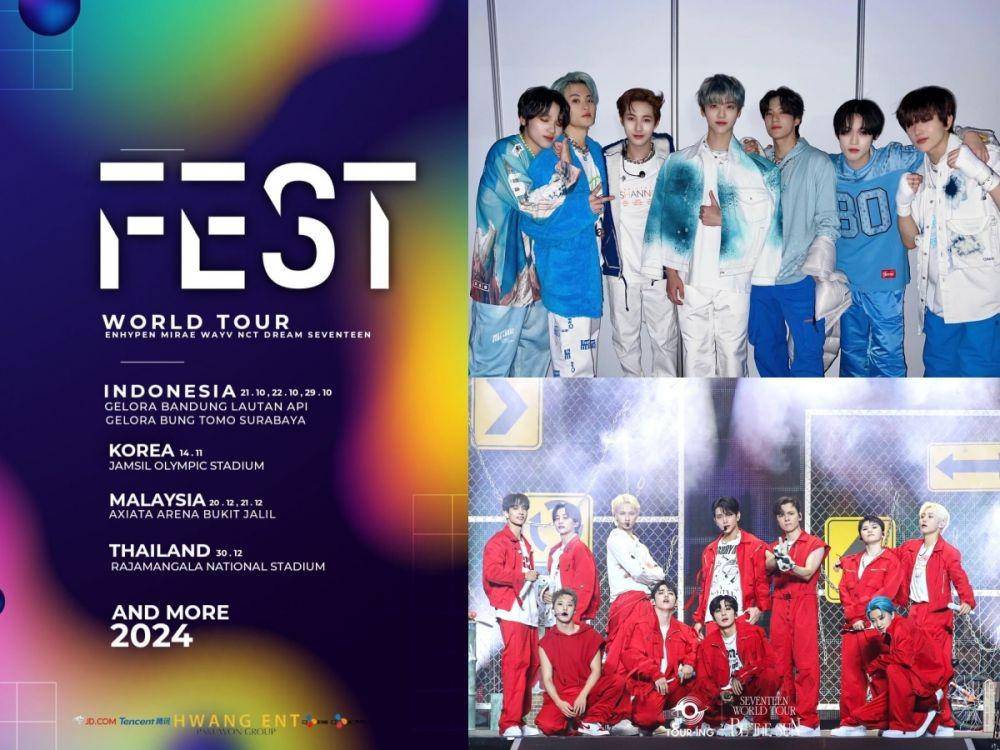 poster Fest World Tour, NCT DREAM, dan SEVENTEEN (twitter.com/hwangent | instagram.com/nct_dream | dok. Weverse/SEVENTEEN)