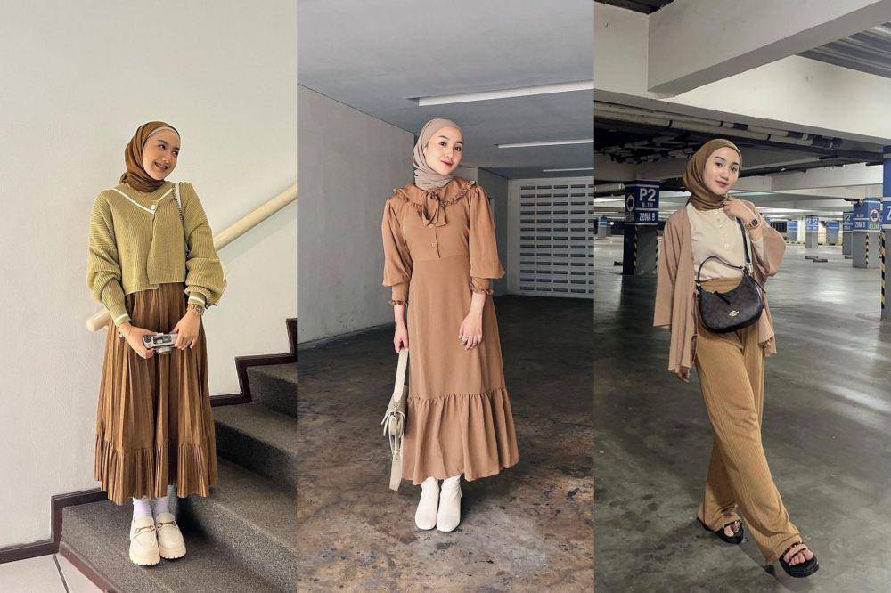 kolase potret mix and match brownie outfit ala Thafanya Sabila (instagram.com/thafanyads)