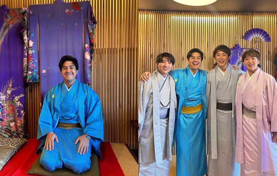 9 Potret Jerome Polin Pakai Kimono, Kompak Bareng Waseda Boys!