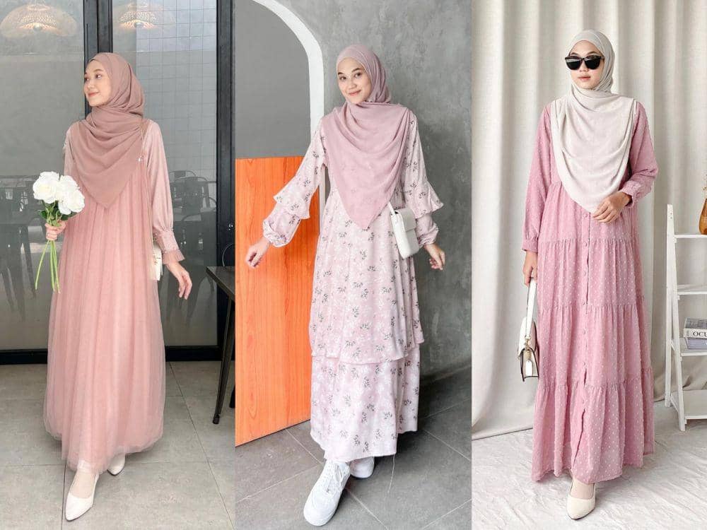 9 Mix and Match Style Hijab dengan Outfit Dress Pink ala Nyimas Juniar