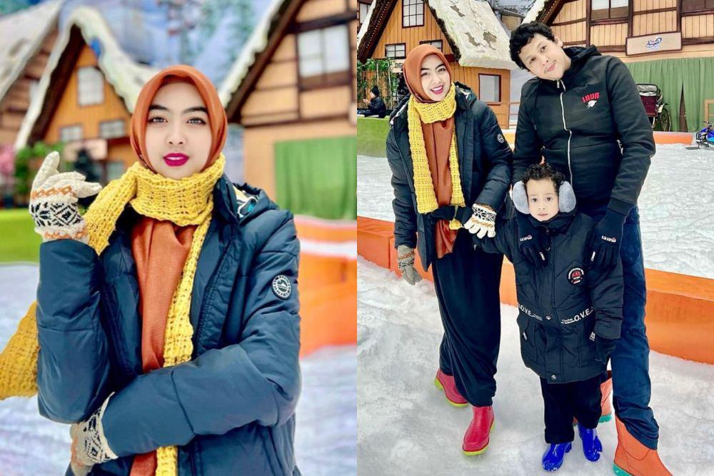 9 Momen Seru dr. Shindy Putri di Wahana Salju, Ajak Suami dan Anak!