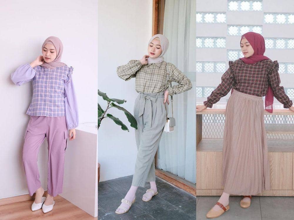 10 Mix and Match Atasan Motif Plaid ala Selebgram Saritiw, Kece!