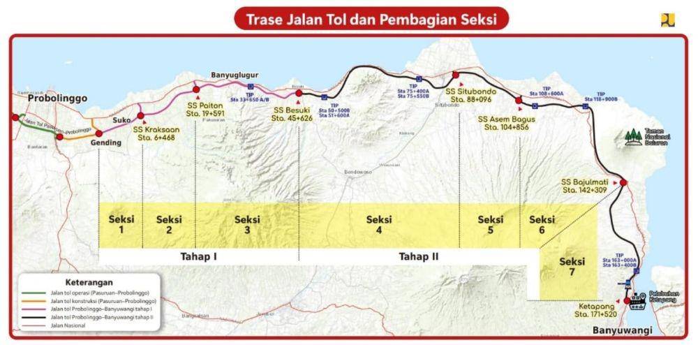 Pembangunan Tol Probolinggo-Banyuwangi Tahap I dari Probolinggo hingga Besuki sepanjang 49,68 km. (dok. Kementerian PUPR)