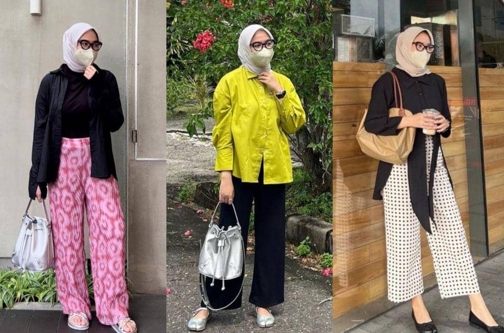 9 Padu Padan Kemeja Polos ala Rafida Nurainny, Dominan Warna Hitam!