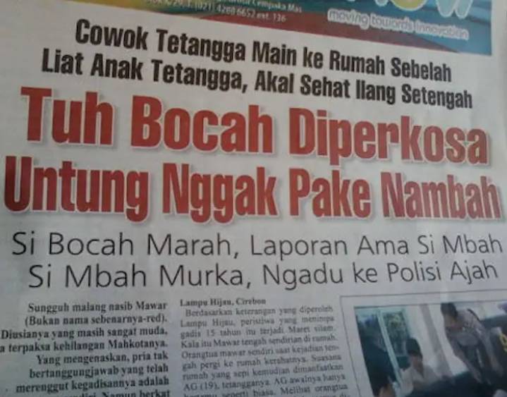 judul berita lucu di koran (facebook.com/Meme dan Rage Comic Indonesia)