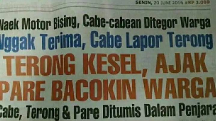 judul berita lucu di koran (facebook.com/Meme dan Rage Comic Indonesia)