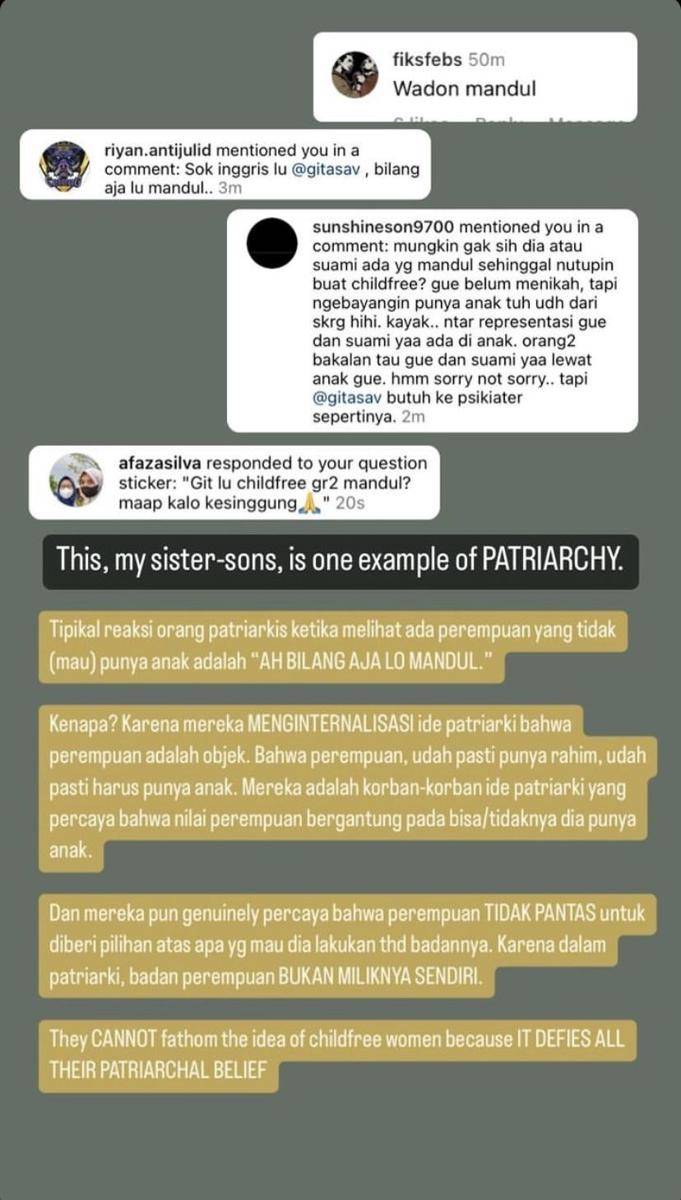 unggahan instagram story Gita (instagram.com/gitasav)