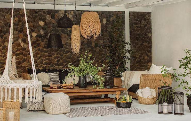 ilustrasi desain interior boho chic (freepik.com/wirestock)