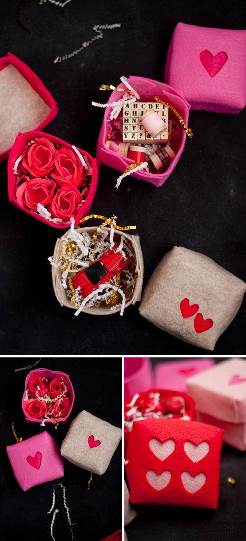 kreasi kotak kado valentine berbahan kain flanel (designmom.com/Gabrielle)