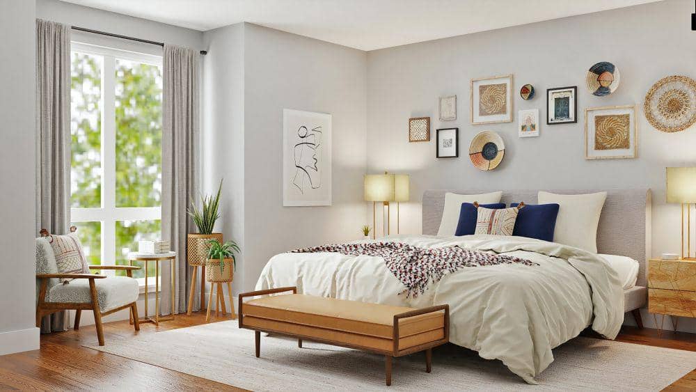 ilustrasi bedroom set nuansa cokelat (unsplash.com/Spacejoy)