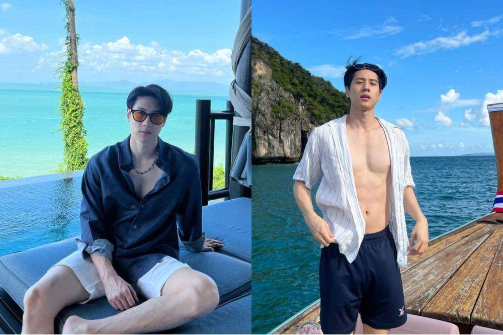 referensi OOTD ke pantai ala Bright Rapheephong (instagram.com/brightrpp)