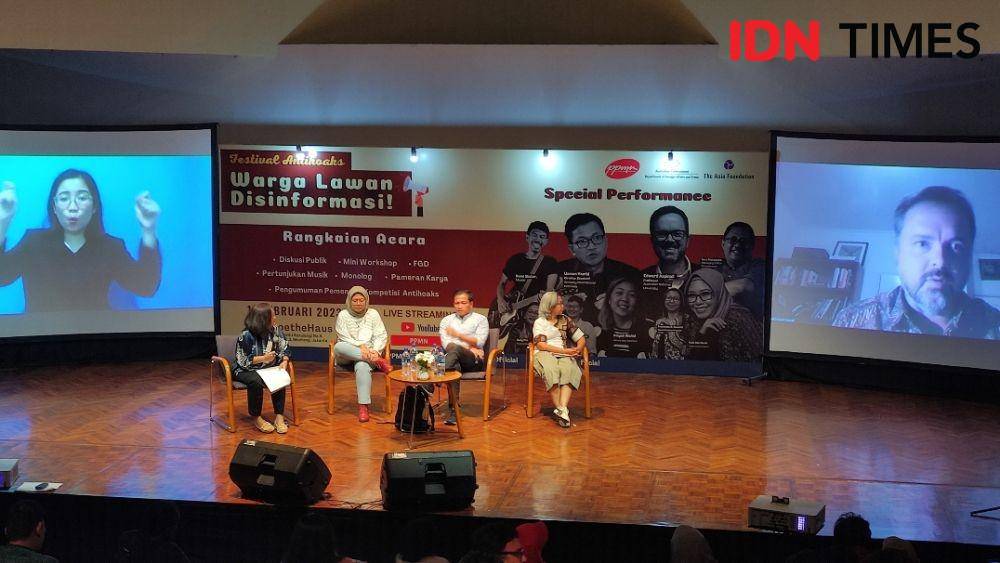 Diskusi publik bertajuk Demokrasi di Bawah Ancaman: Disinformasi Jelang Pemilu yang digelar Perhimpunan Pengembangan Media Nusantara di kawasan Jakarta Pusat, Jumat (10/2/2023) (IDN Times/Yosafat Diva Bayu Wisesa)
