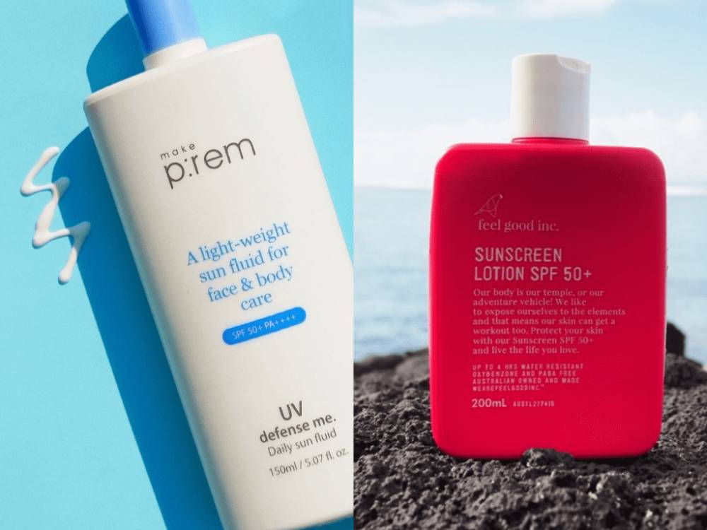 Ragam sunscreen berukuran jumbo (makeprem.com | wearefeelgoodinc.com)