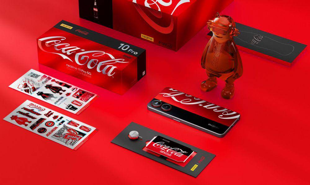 isi kotak penjualan Realme 10 Pro 5G Edisi Coca Cola (realme.com)