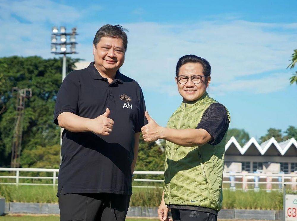 Ketua Umum Partai Golkar, Airlangga Hartarto ketika olahraga pagi dengan Ketum PKB, Muhaimin Iskandar di Senayan pada Jumat, (10/2/2023). (www.instagram.com/@golkar.indonesia)