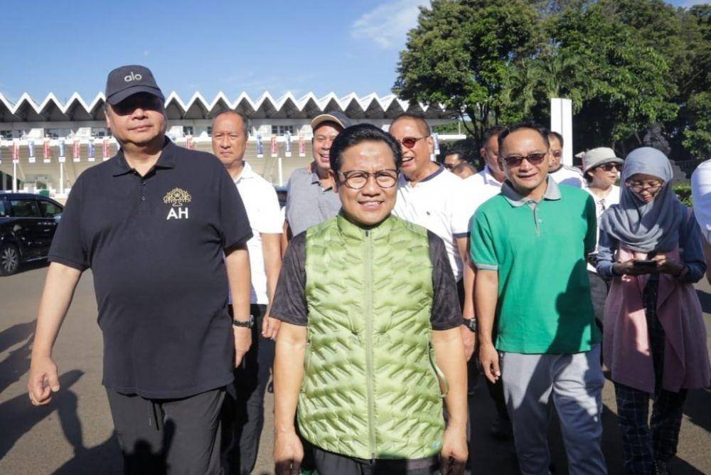 Ketua Umum Partai Golkar, Airlangga Hartarto ketika olahraga pagi dengan Ketum PKB, Muhaimin Iskandar di Senayan pada Jumat, (10/2/2023). (www.instagram.com/@golkar.indonesia)