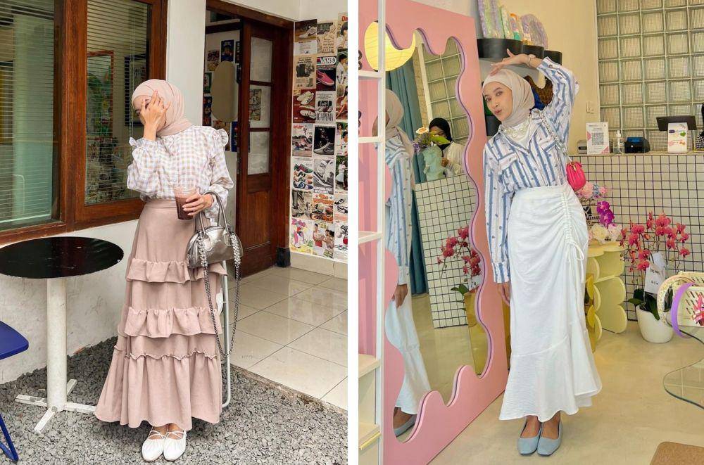 inspirasi padu padan rok untuk hijab ala Rafika Rahma (instagram.com/rafikarahmaaa)