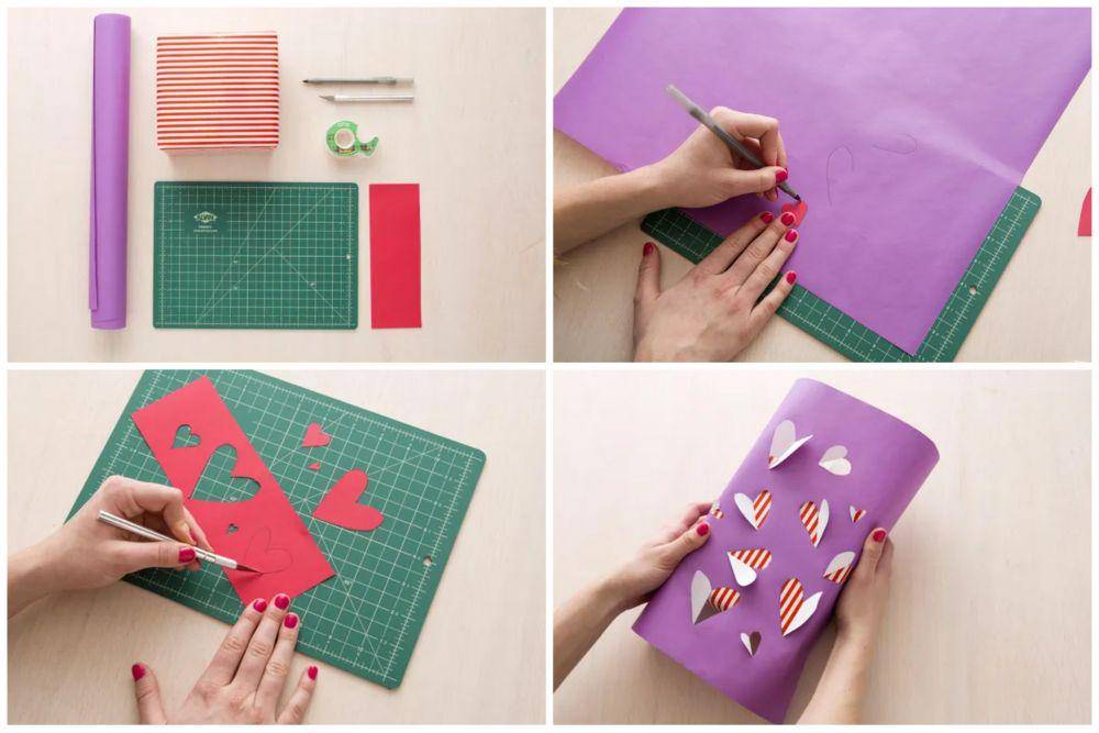 DIY bungkus kado Valentine berpola love (brit.co/Madeline Bachelder)