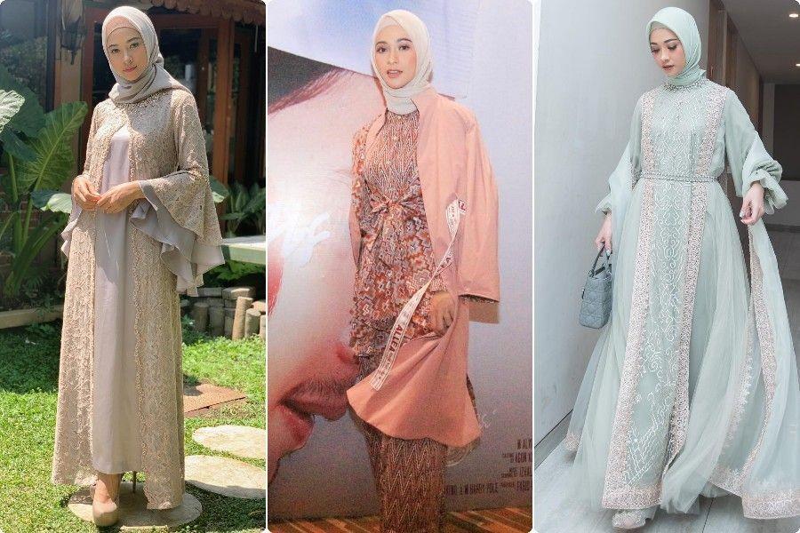 9 Gaya Kondangan Hijab ala Poppy Bunga, Elegan Pakai Dress