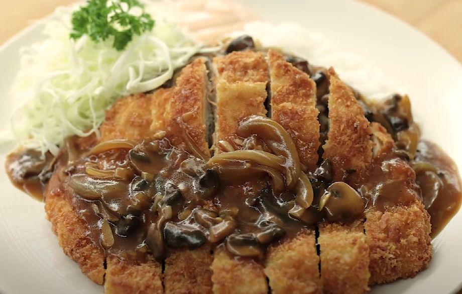 Resep Chicken Mushroom Donkkaseu, Nasi Katsu Ayam Hidangan Korea