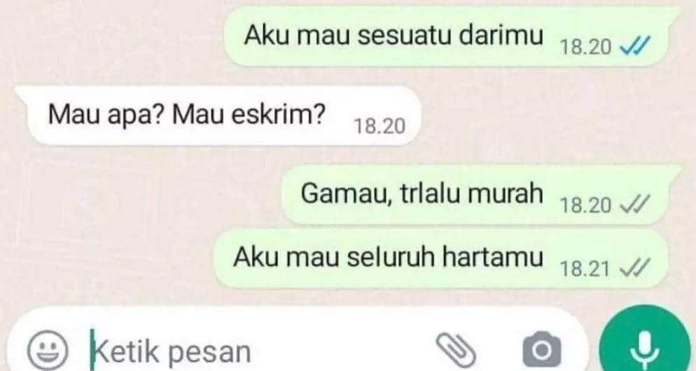 chat kasih hadiah ke pacar (instagram.com/wkwkland_real)