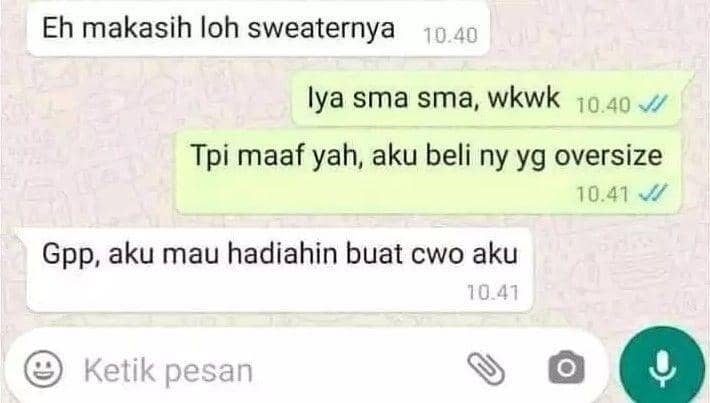 chat kasih hadiah ke pacar (instagram.com/memecomic.id)