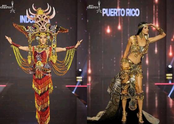 Potret Finalis Miss Charm 2023 dalam Balutan Kostum Nasional (Facebook.com/Vũ Trụ Hoa Hậu - Universe Queen)