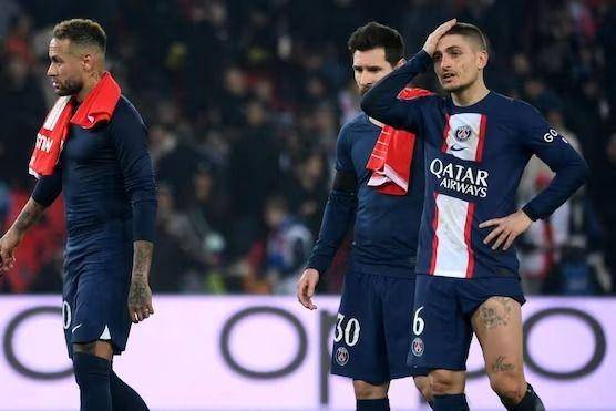 Potret pemain PSG saat dikalahkan Bayern Munich, Rabu (15/2/2023) dini hari WIB). (uefa.com).