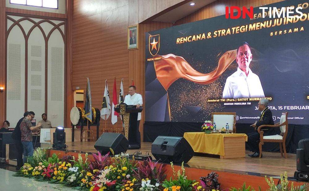 Mantan Panglima TNI Gatot Nurmantyo jadi pembicara dalam acara Rakernas Partai Ummat (IDN Times/Yosafat Diva Bayu Wisesa)