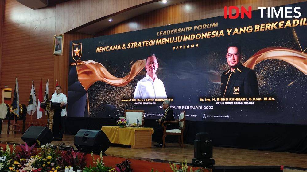 Mantan Panglima TNI Gatot Nurmantyo jadi pembicara dalam acara Rakernas Partai Ummat (IDN Times/Yosafat Diva Bayu Wisesa)