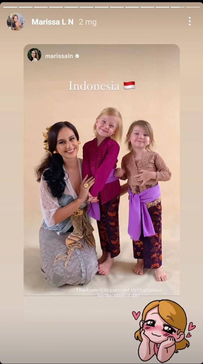 potret Marissa Nasution dan kedua anak bulenya pakai baju adat Bali (instagram.com/eldypramana)