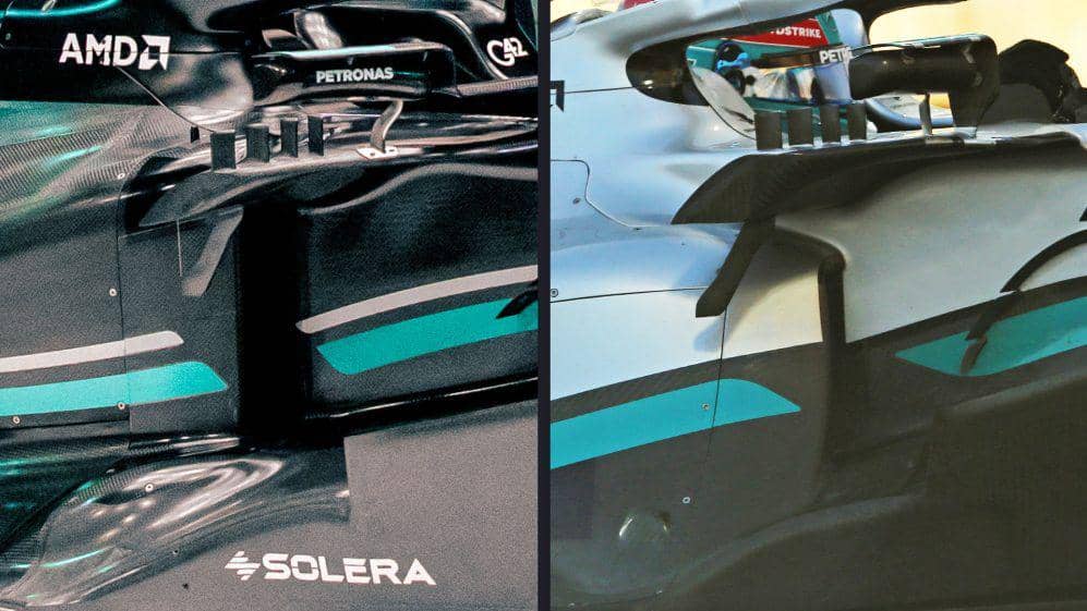 perbandingan sidepod W14 dan W13 (formula1.com)