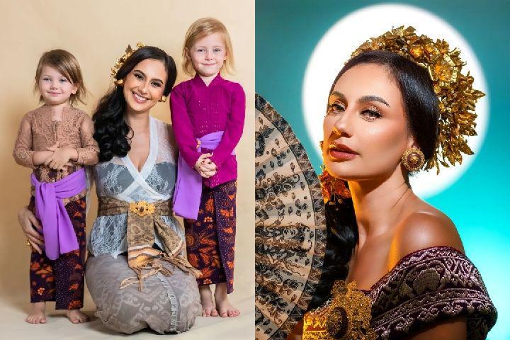 10 Potret Marissa Nasution dan Kedua Anak Bulenya Pakai Baju Adat Bali