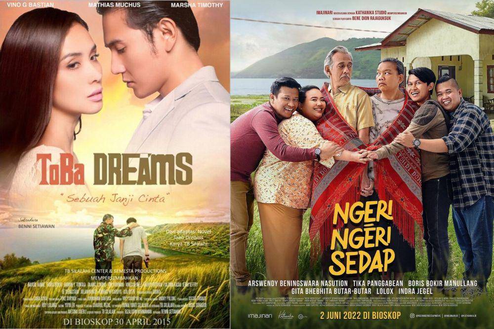 kolase poster film Toba Dreams dan Ngeri-Ngeri Sedap (dok. TB Silalahi Center dan Semesta Productions/Toba Dreams | dok. Imajinari dan Visionari Film Fund/Ngeri-Ngeri Sedap)