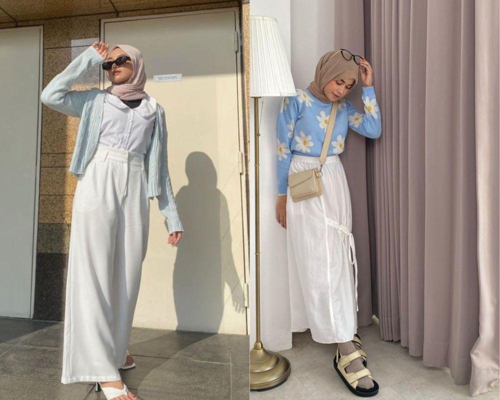 10 Inspirasi OOTD Knitwear buat Hijab, Catchy dan Menggemaskan