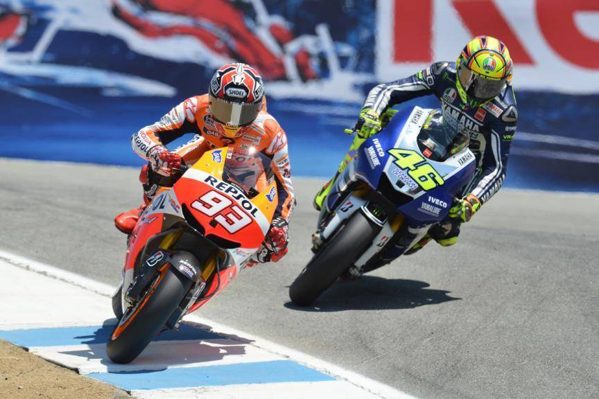 Marc Marquez dan Valentino Rossi (motogp.com)
