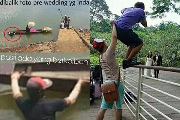 12 Potret di Balik Layar Pemotretan Prewedding, Perjuangannya Kocak